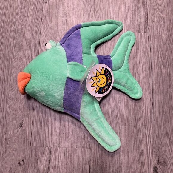 Funny Friends Green Purple Plush Angel Fish Plush Stuffed Toy by Jennifer Mazur - Picture 1 of 7